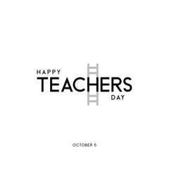 Happy Teacher's Day, with a smart, elegant, and simple design idea that reflects the significant impact teachers have on communities, With a white background.