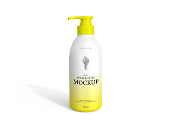 Plastic Shampoo Bottle with Dispenser Pump Mockup