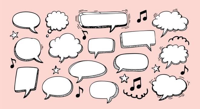 Fun hand-drawn speech bubble set for creative content, posters, and social media design needing catchy visuals