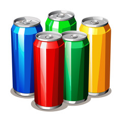 set of colorful cans