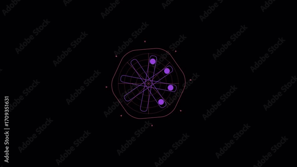 Poster abstract glowing cellular structure animation with purple lights.