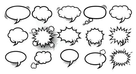 Dynamic comic book speech bubbles ready for your text, perfect for graphic design needs