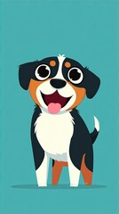 Naklejka premium Cartoon illustration of a joyful dog with a big smile and playful demeanor radiating positivity and fun
