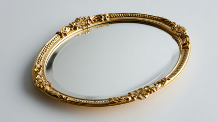 Oval mirror with ornate gold frame