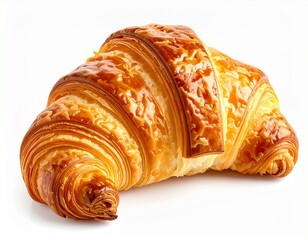 Fototapeta premium A golden-brown croissant, a flaky and buttery pastry baked to perfection, ideal for breakfast or a delightful snack
