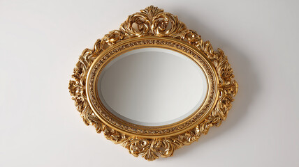 Ornate gold mirror with transparent background