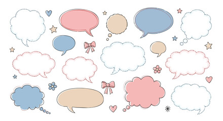 Whimsical pastel speech bubbles and thought clouds invite creative expression and storytelling for any project