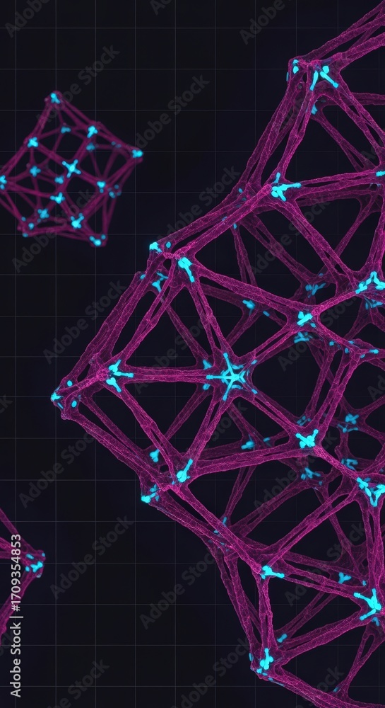 Fototapete an abstract rendering of a network of connected nodes, creating a futuristic and technological feel 