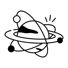 A hand drawn style icon showing a solar system
