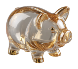 Glass piggy bank showcase home collectible modern style isolated on transparent background
