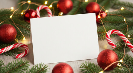Christmas Greeting Card Mockup with Blank Copy Space &ndash; Top View