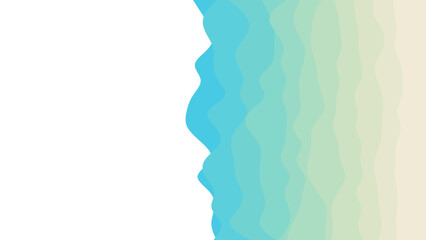 Abstract beach wave pattern with blue, turquoise, green, and beige gradients, offering serene tropical vibes and generous copy space. Ideal for travel, relaxation, or summer themes.