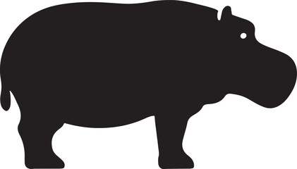 Hippo silhouette vector illustration for wildlife, animal, Africa, safari, nature and creative graphic design.