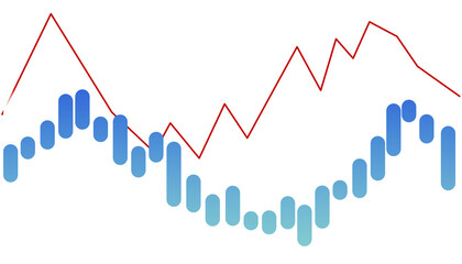 Diagramme de finance bleu et rouge fond transparent;