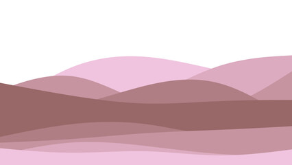 Abstract layered landscape with undulating hills in serene pink and mauve tones under a clear white sky. Ideal for modern design backgrounds.