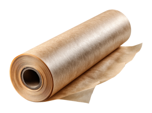 Crafting with brown paper roll product isolated on transparent background