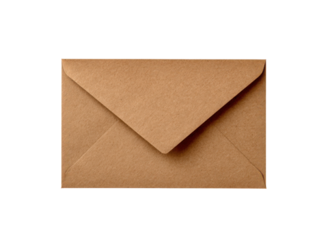 Brown paper envelope with folded flap on black background craft