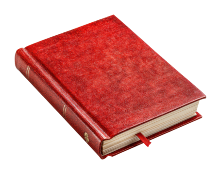 Reading a classic red book home library still life cozy isolated on transparent background