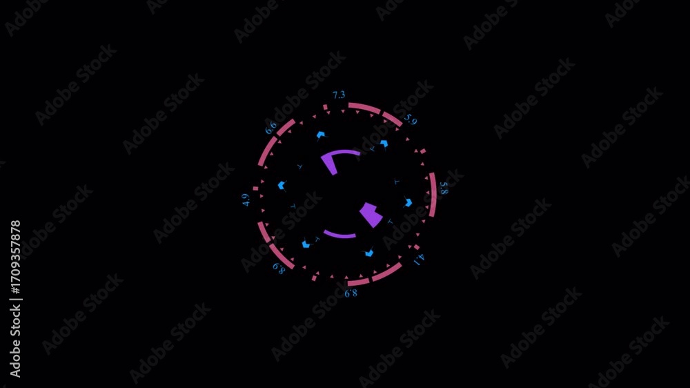 Poster abstract digital animation of a glowing sphere with colorful particles.