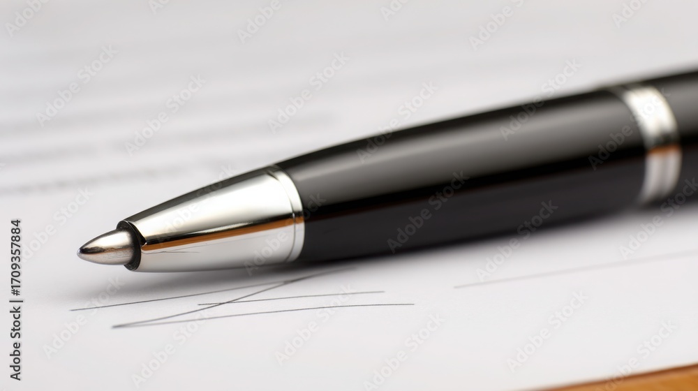 Poster a pen resting on a piece of paper symbolizing the importance of debt guarantee statements in financi