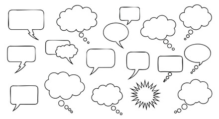 Fototapeta premium Collection of blank speech bubbles for communication, thoughts, and ideas in stylish design