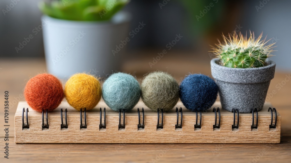 Poster a felt ball perched on a wooden peg symbolizing the internal strategy framework for decarbonization 