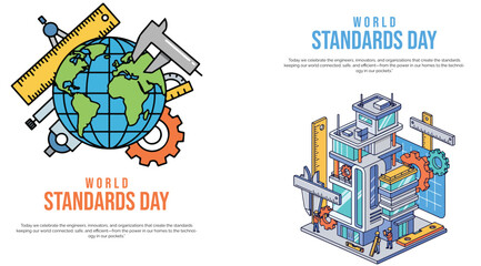 World Standards Day Illustration with Gear and Globe Concept