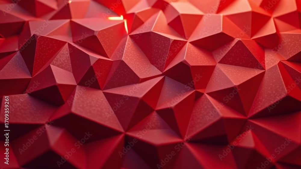 Poster Geometric Red Polygon Pattern Abstract Low Poly Design with Sharp Angles Modern Texture Vibrant Dynamic Energetic Visual Style