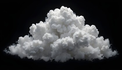 White Cloud on Black Background – Isolated Atmospheric Texture for Creative Design and Digital Projects