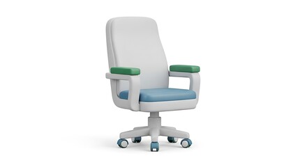 Fototapeta premium Modern Light Gray Office Chair with Teal Accents.
