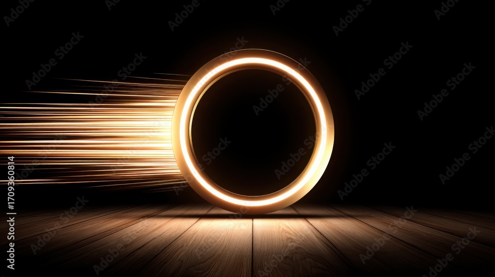 Aufkleber illuminating digital currency surrounded by spark lines in a dark environment creating a captivating