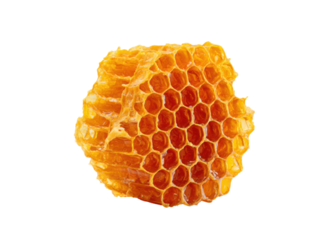 Golden honeycomb natural hexagonal cells filled with sweet amber liquid image