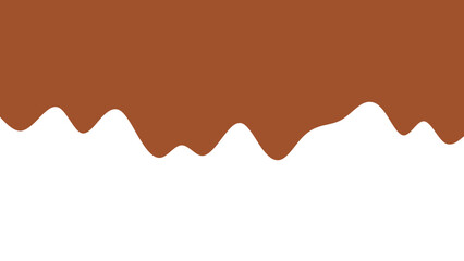 Abstract brown liquid dripping smoothly onto a white background, suggesting melted chocolate or caramel sauce. Ideal for food packaging, dessert promotions, or sweet treat concepts.