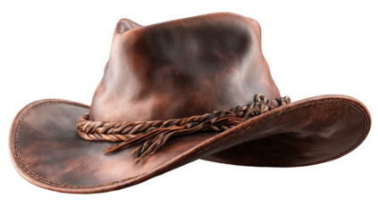 Brown leather cowboy hat with braided band