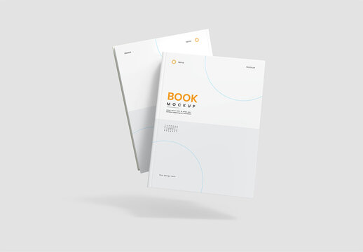 Isolated Floating Hard cover book mockup Template
