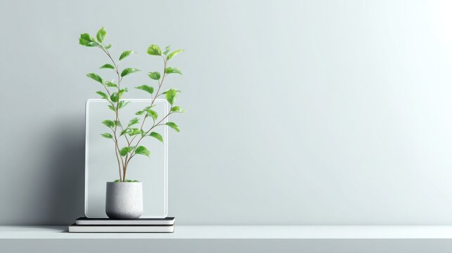 Beautiful plant displayed in a vase representing digital startup growth mentor and business development - Powered by Adobe