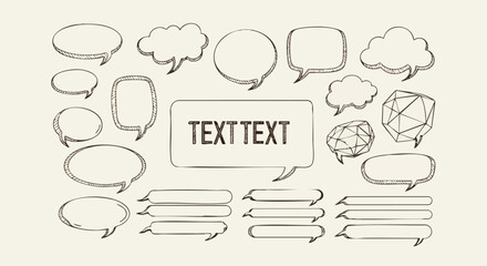 Hand-drawn speech bubbles and text boxes for creative communication and design projects