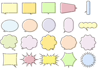 吹き出し　素材　セリフ　枠　シンプル　途切れ線　カラフル