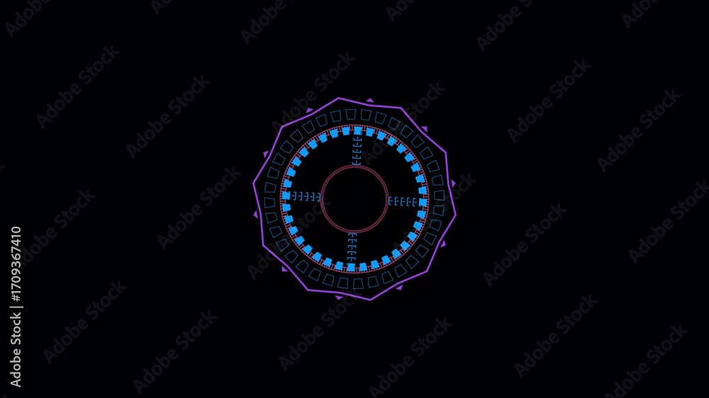 Poster abstract circular design animation with glowing blue elements.