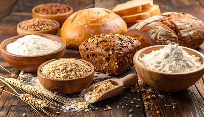 Assorted breads, grains & flours