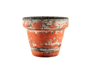 Weathered terracotta planter with white and black distressed markings image