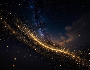 Obraz premium Realistic stardust particles and glowing cosmic dust scattered across a galaxy background