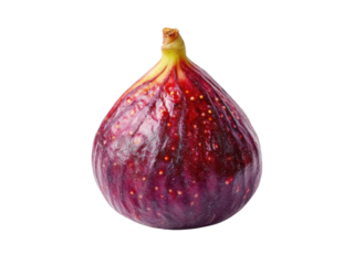 Ripe purple fig with yellow stem on black background fruit