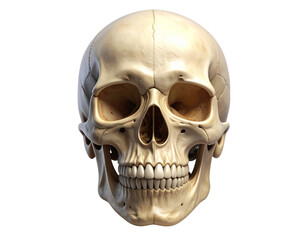 Obraz premium Realistic Human Skull Isolated on White Background PNG