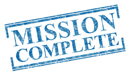 Mission Complete Stamp A blue rubber stamp effect for achievement and success