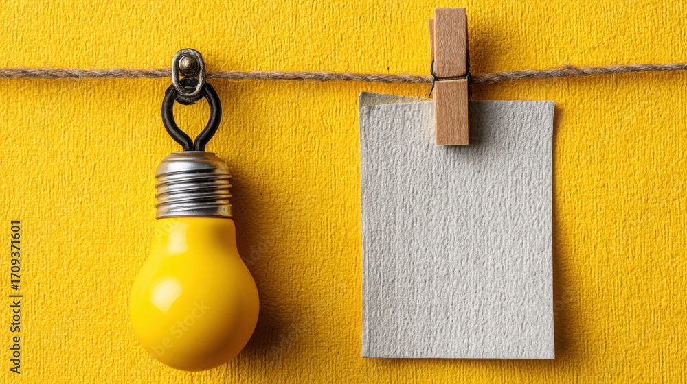 Poster elegant light bulb hanging on a string representing energy efficiency and contemporary design in mod