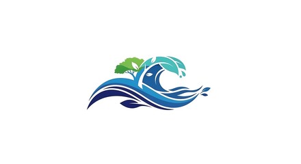 Obraz premium Oceanic Wave and Nature Logo.