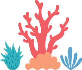 Fototapeta premium Coral and seaweed vector bundle 100 unique ocean elements scalable illustration
