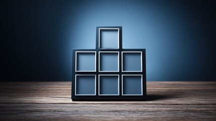 Cube set against blue background representing portfolio reallocation grid icon concept for financial representation