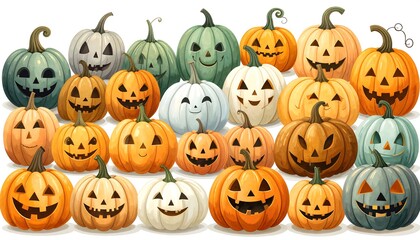 Cartoon pumpkins in various colors